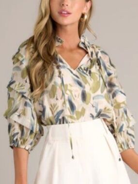 Abstract Floral Blouse - Size M